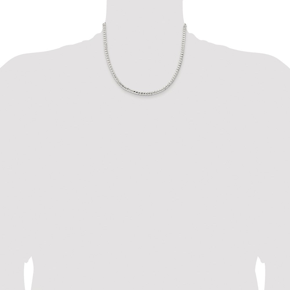 Sterling Silver Rhodium-plated 4.5mm Concave Beveled Curb Chain