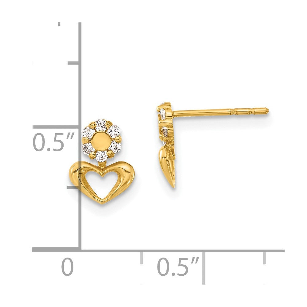 14ky Madi K Childrens Polished CZ Heart Post Earrings