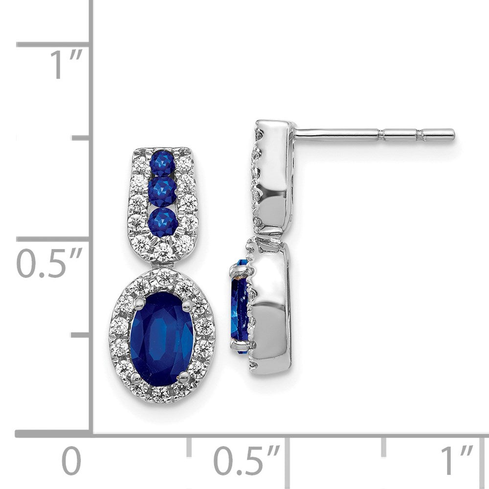14k White Gold Diamond and Sapphire Post Earrings