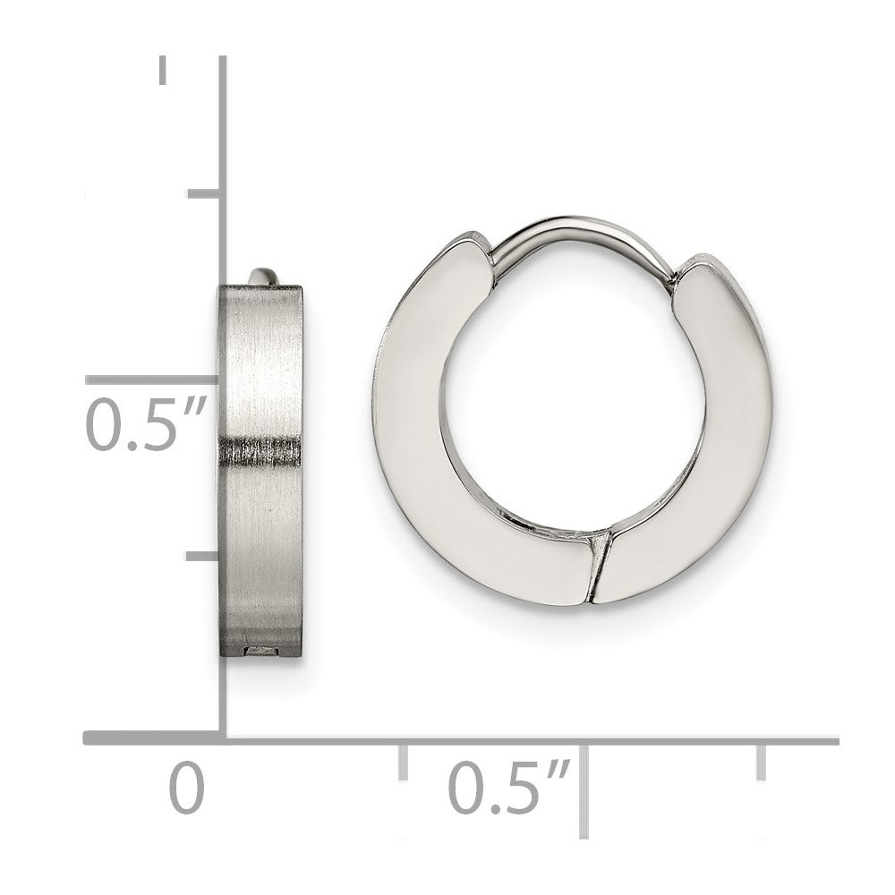 Stainless Steel Brushed and Polished 3mm Hinged Hoop Earrings