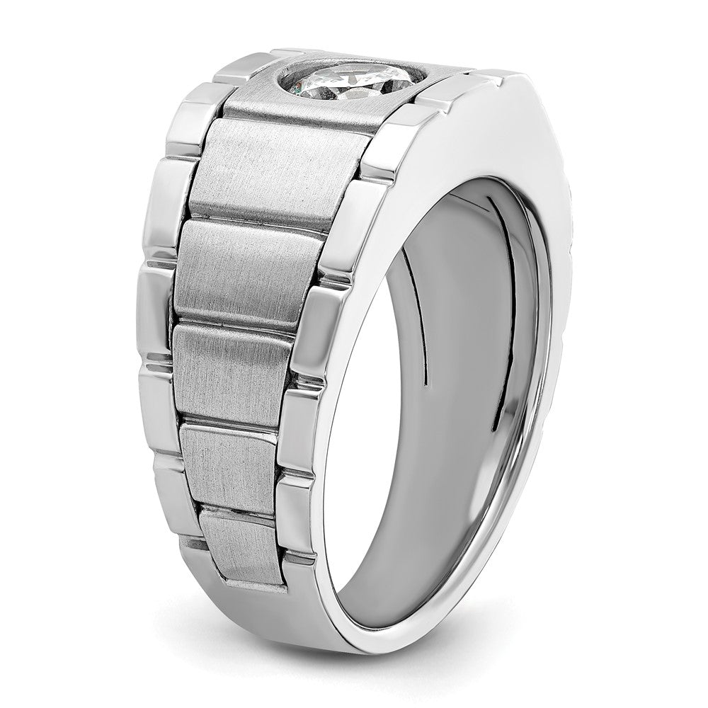 SS Men's Polished & Satin CZ Ring