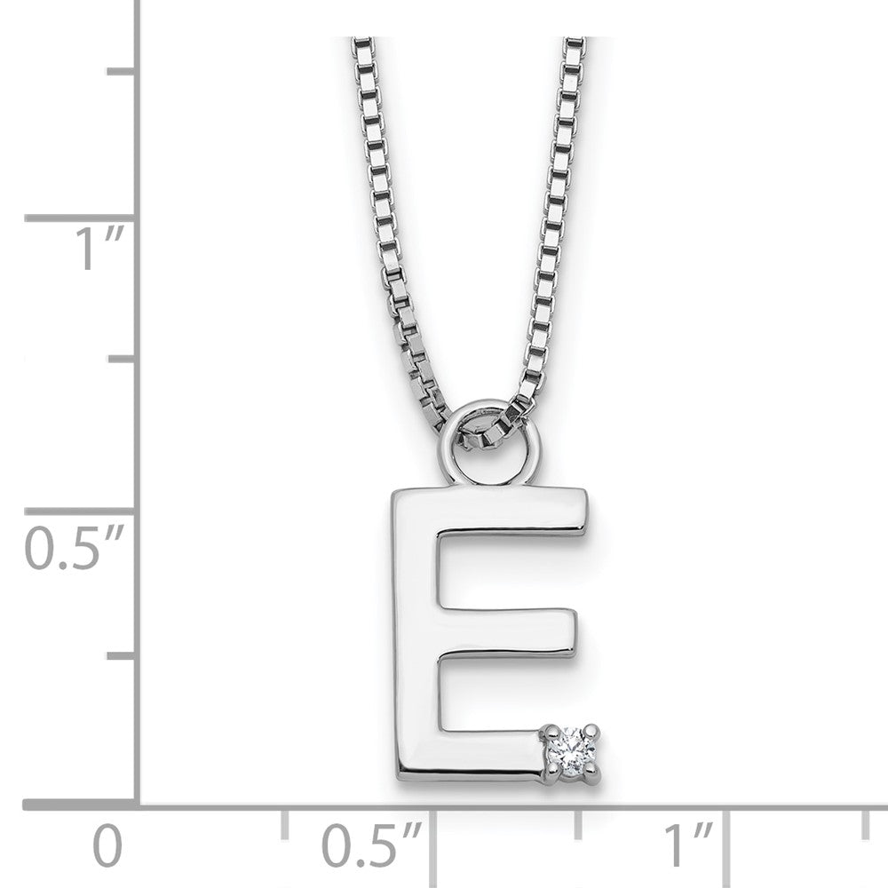 White Ice Sterling Silver Rhodium-plated 18 inch Diamond Letter E Initial Necklace plus 2 inch Extender 18 Inches