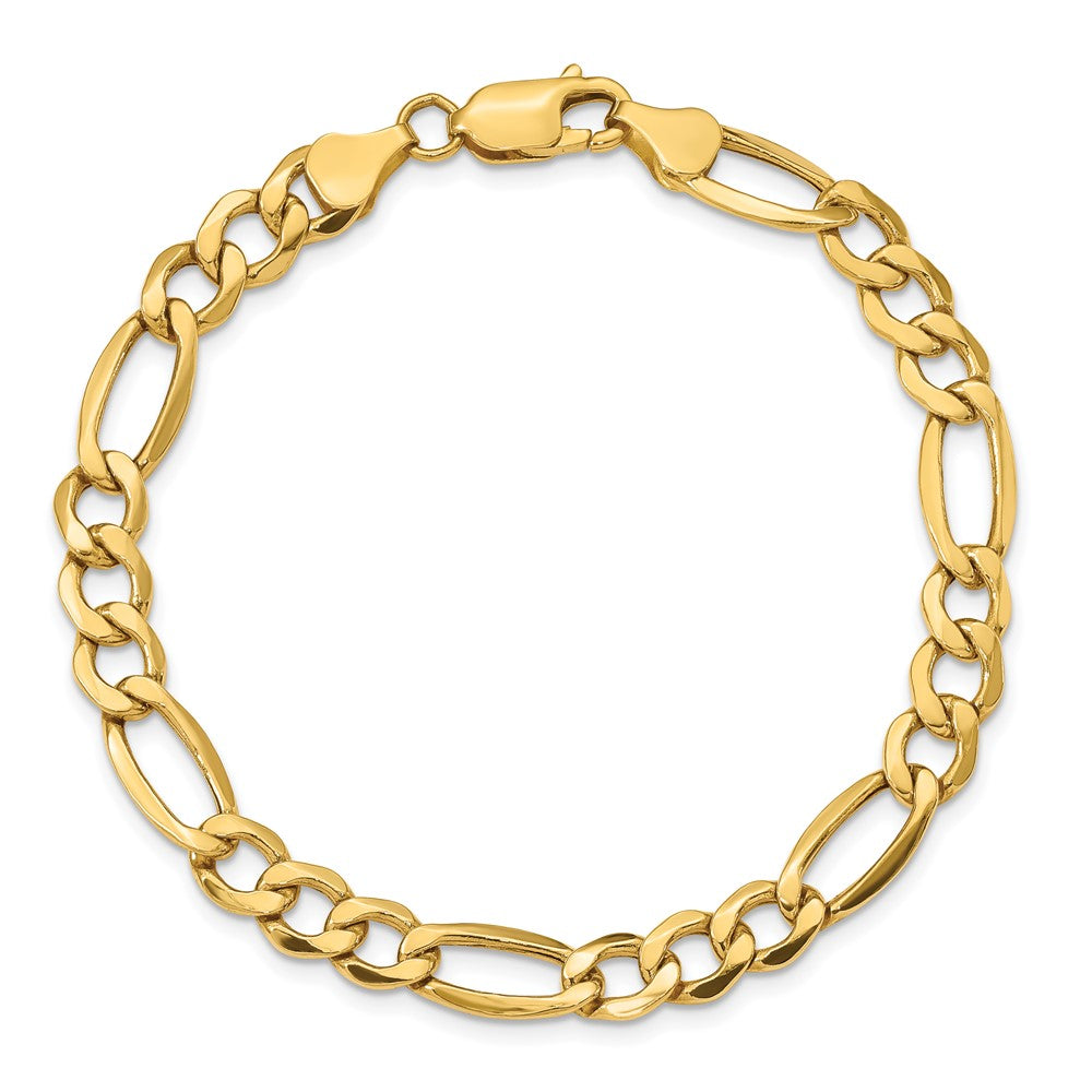 10k 7.3mm CUT Semi-Solid Figaro Length = 6 1/8 Inch Lobster Clasp