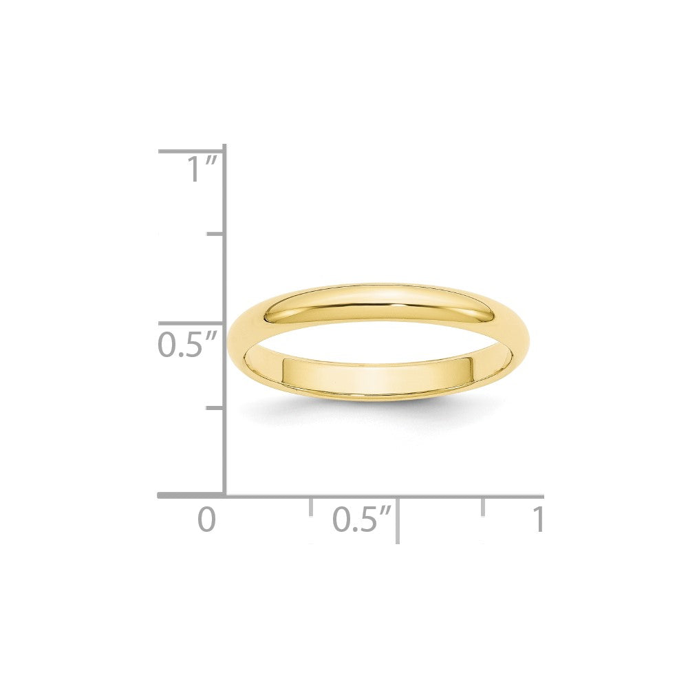 10k Yellow Gold 3mm Half Round Wedding Band Size 10.5