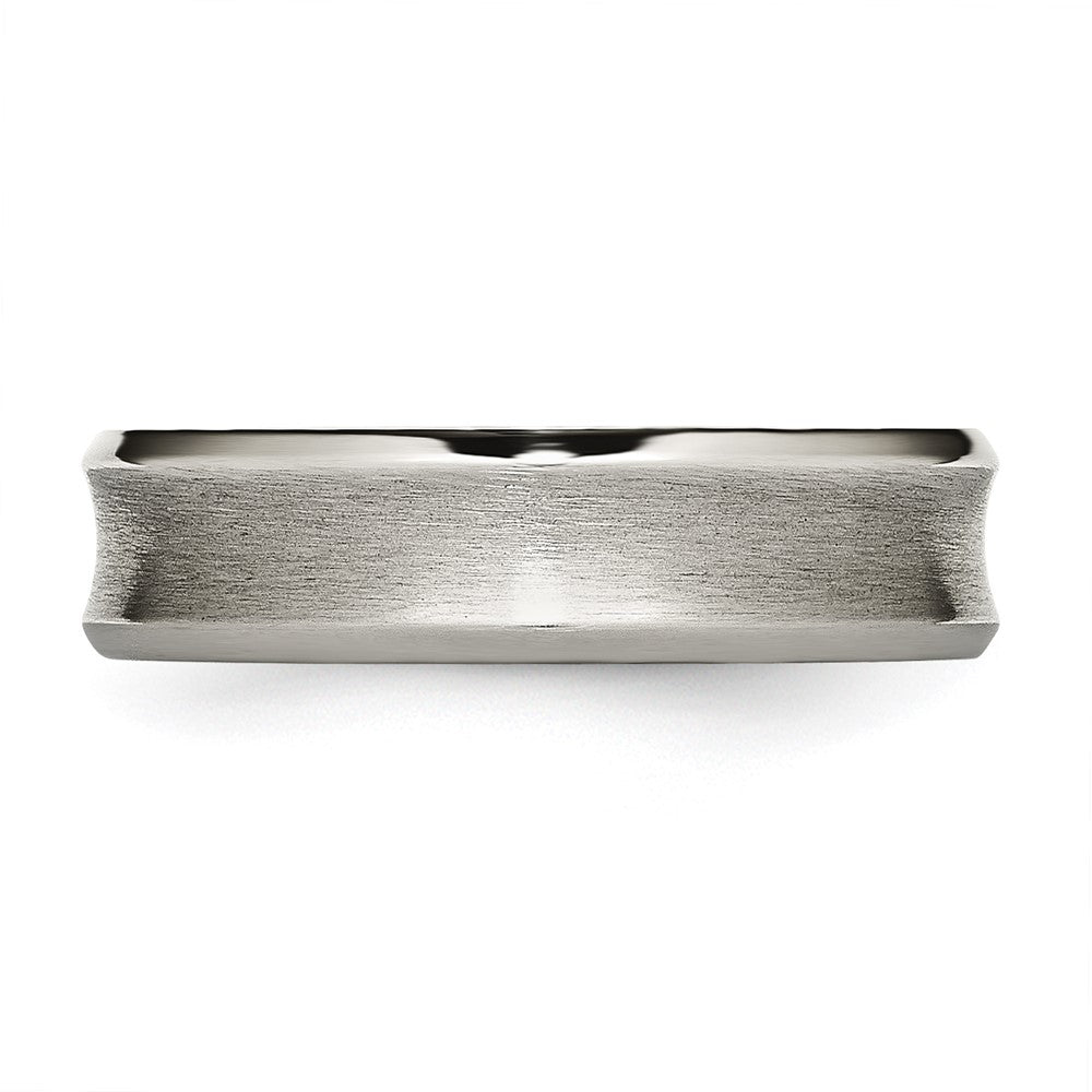 Titanium Brushed & Polished Concave 6mm Beveled Edge Band Size - 12.5