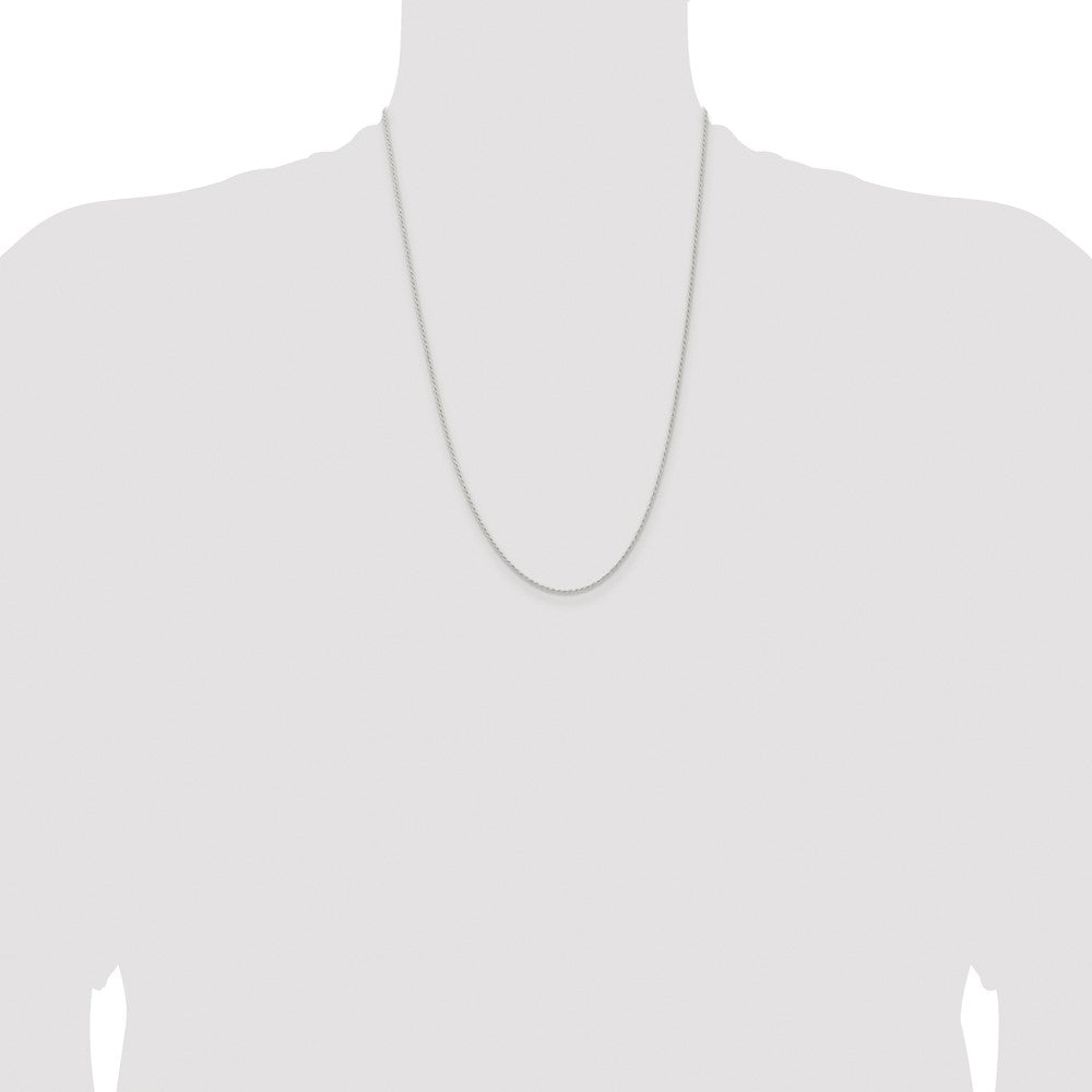 Sterling Silver Rhodium-plated 1.3mm Solid Rope Chain