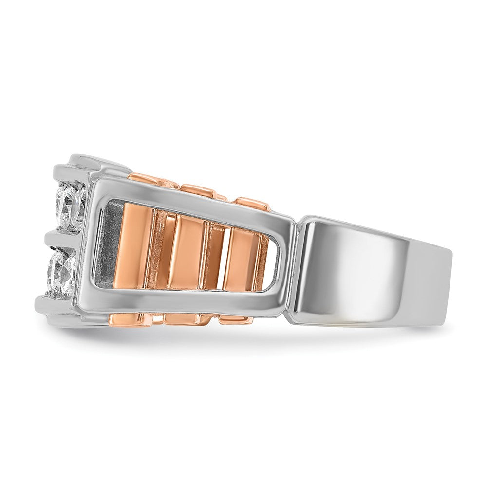 IBGoodman 14k White and Rose Gold Men's Polished and Cut-Out 2-Row Ring Mounting
