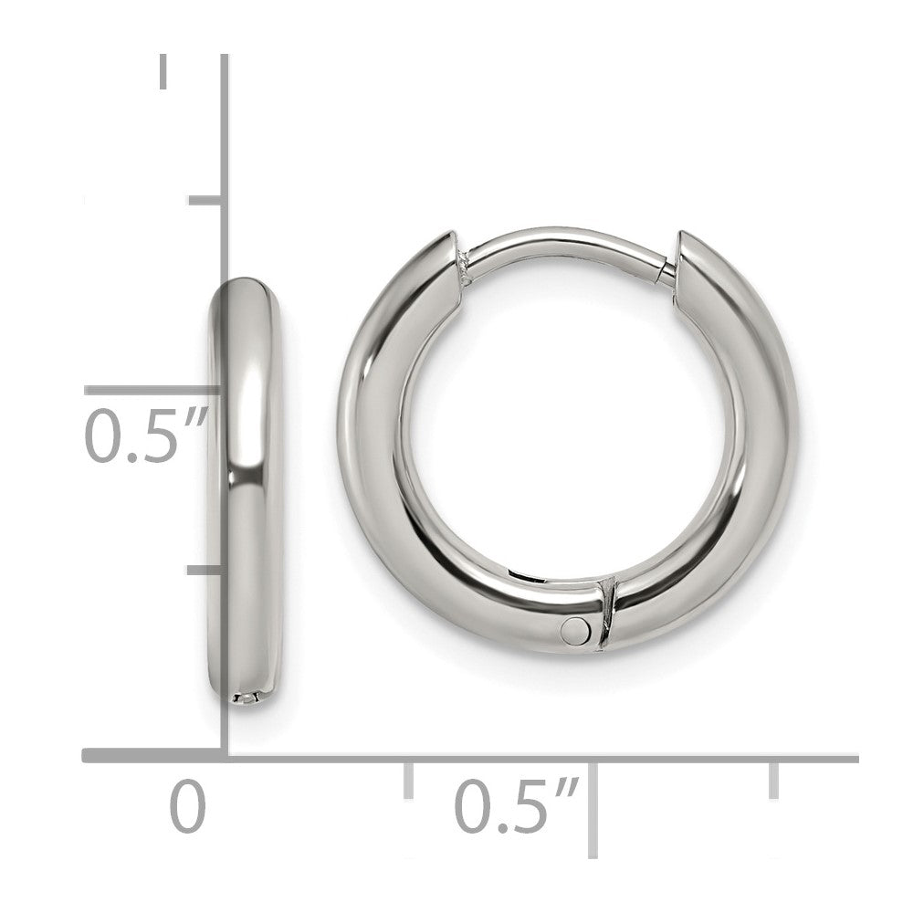 Stainless Steel Polished 2.5mm Hinged Hoop Earrings