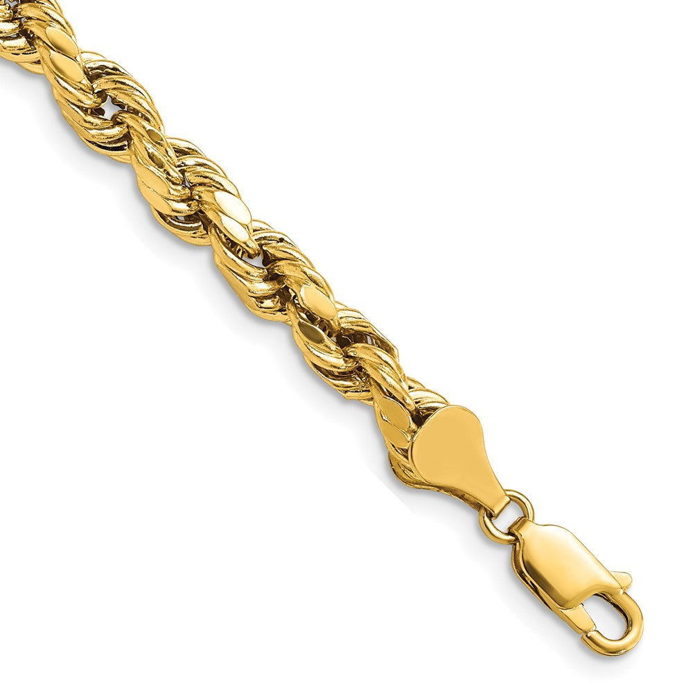 14K 7 inch 5.5mm Semi Solid Diamond-cut Rope with Lobster Clasp Chain 7 inches