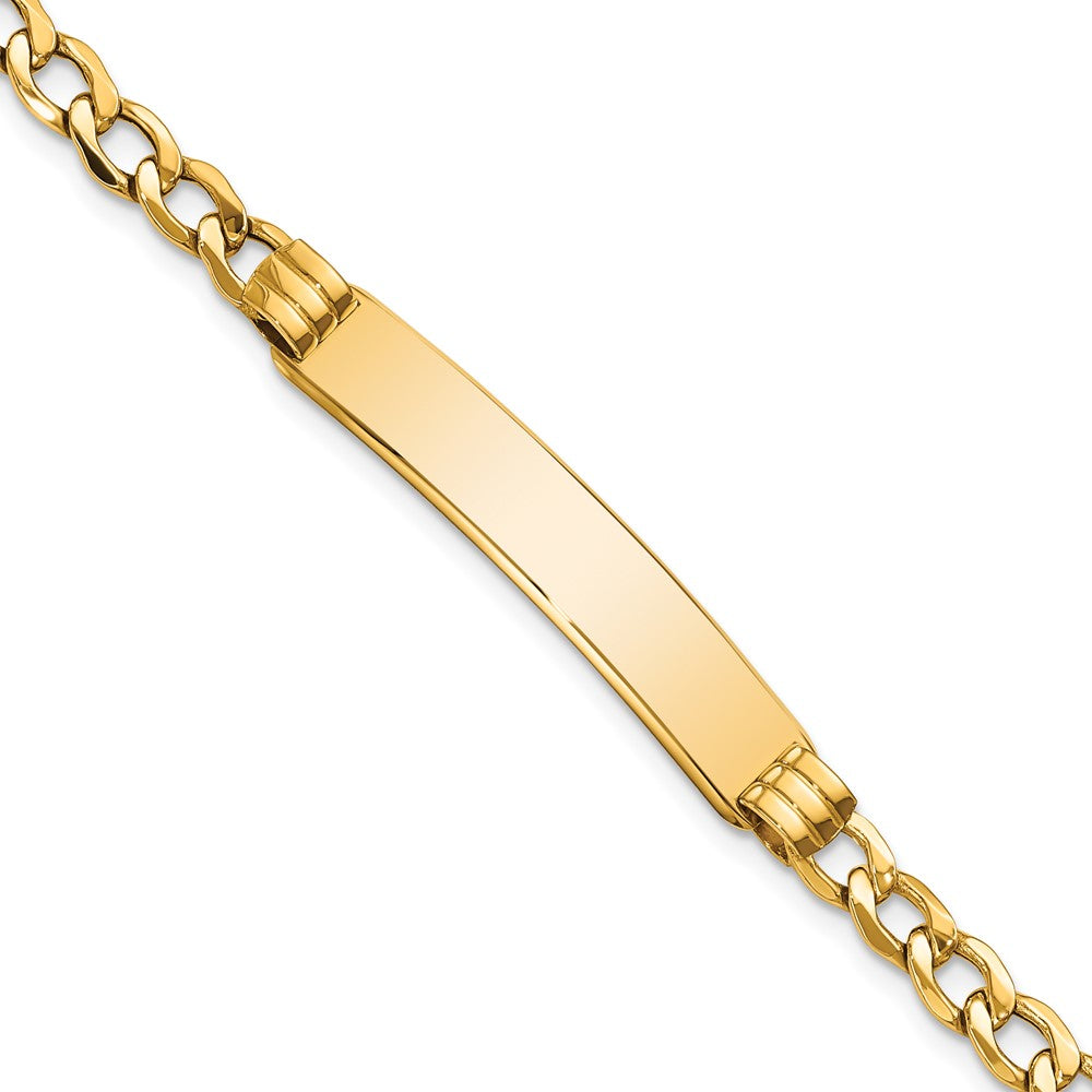 14k Polished Semi-Solid Cuban ID Bracelet 7 inches