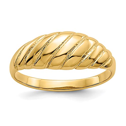 14k Polished Scalloped Dome Ring Size 7