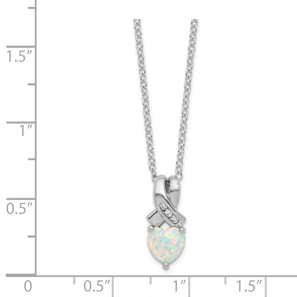 SS Created Opal & Diamond Pend Necklace