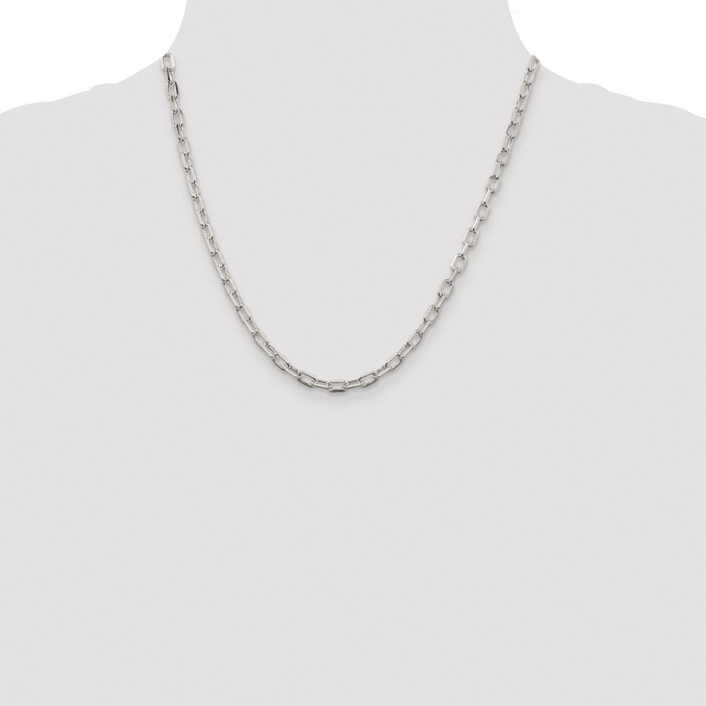 Sterling Silver Rhodium-plated 4.5mm Diamond-cut Long Link Cable Chain