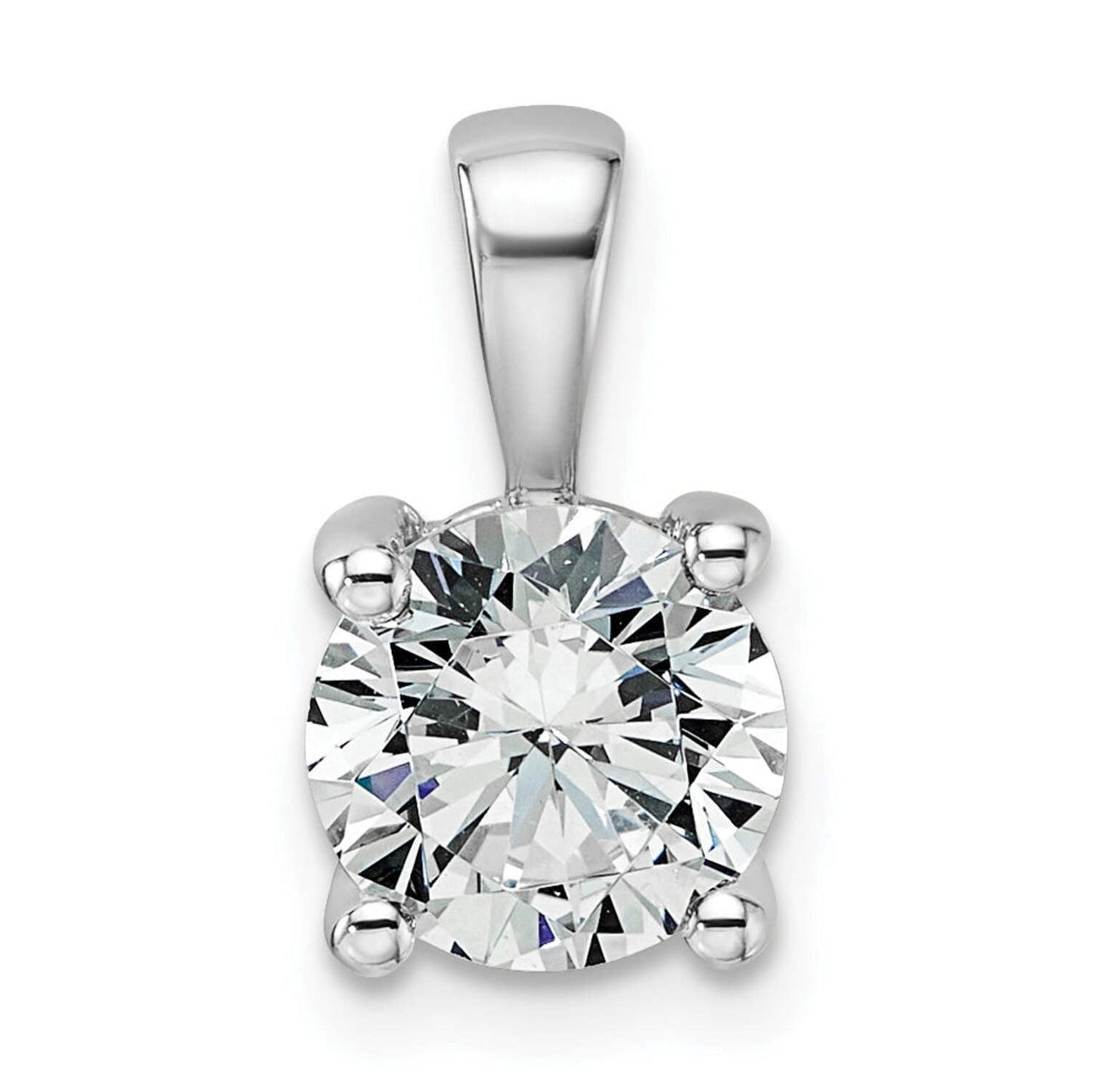 14k White Gold 1 1/2 carat Certified Lab Grown Diamond VS+ F+ Round Complete Four Prong Pendant
