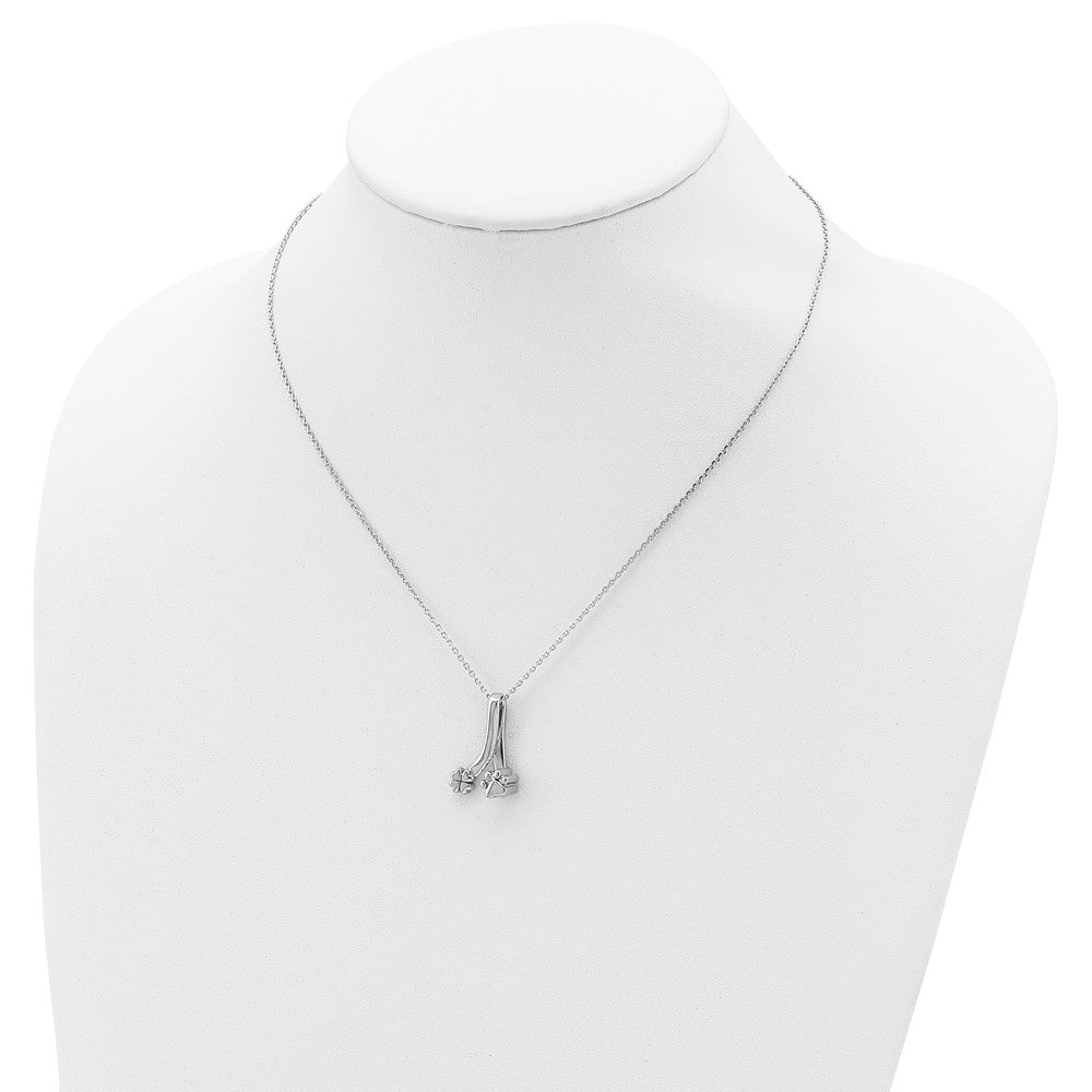 Sterling Silver Paw Print and Clover Ash Holder 18in Necklace
