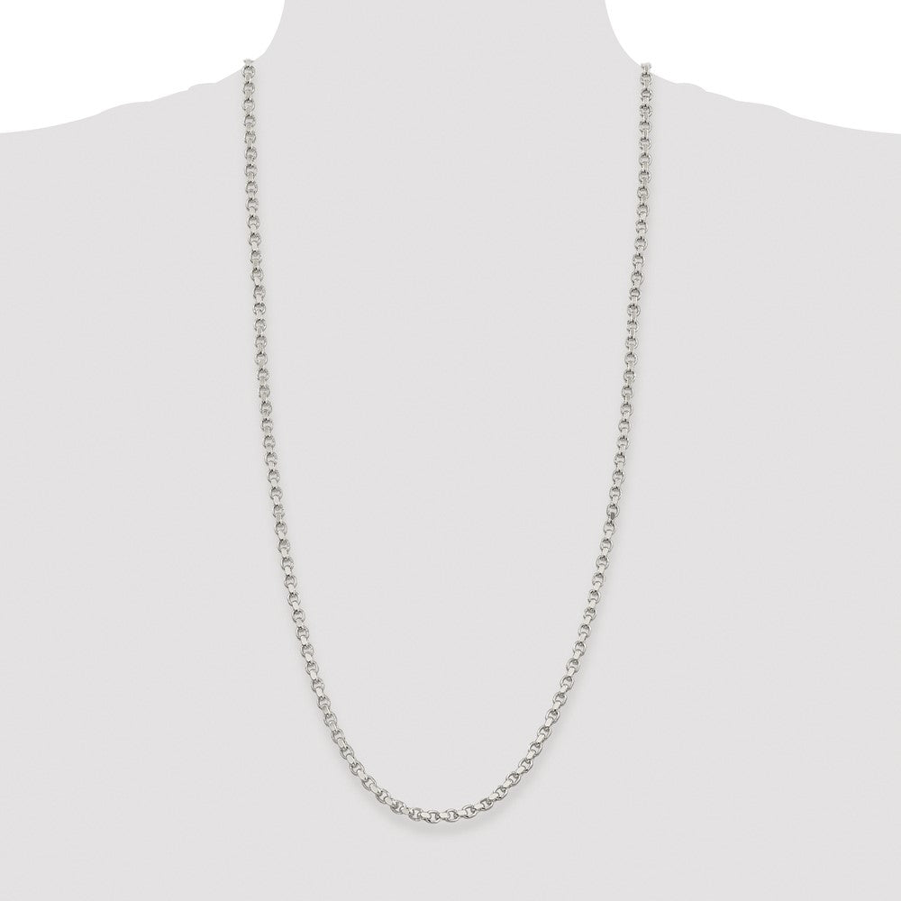 Sterling Silver Rhodium-plated 4mm Diamond-cut Rolo Chain