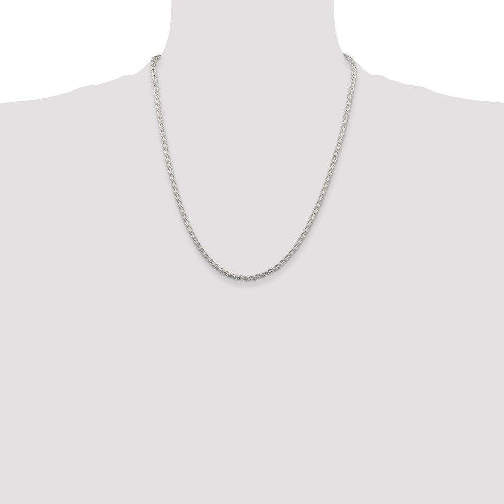 Sterling Silver 2.85mm Diamond-cut Round Spiga Chain 22 Inches