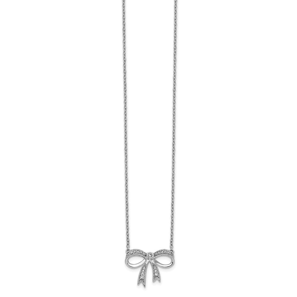 14k White Gold Diamond Bow 18 inch Necklace
