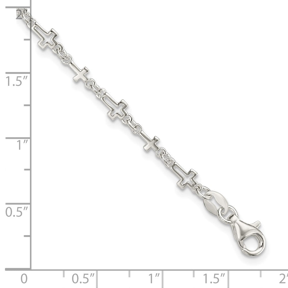 Sterling Silver Cross Link Bracelet 7.5 inches
