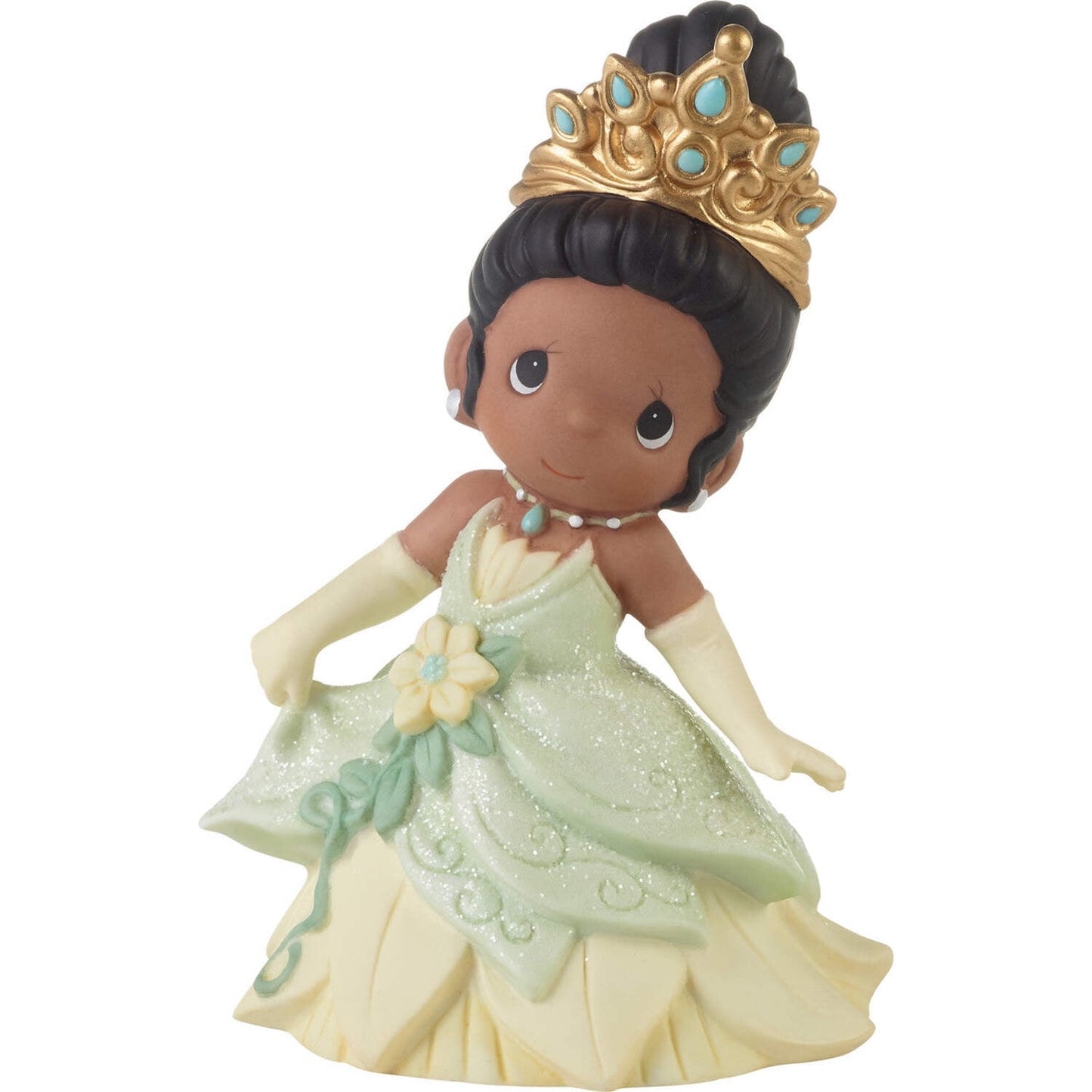 Precious Moments Disney Hand-painted Porcelain Happily Ever After Tiana In Fancy Gown And Tiara Figurine