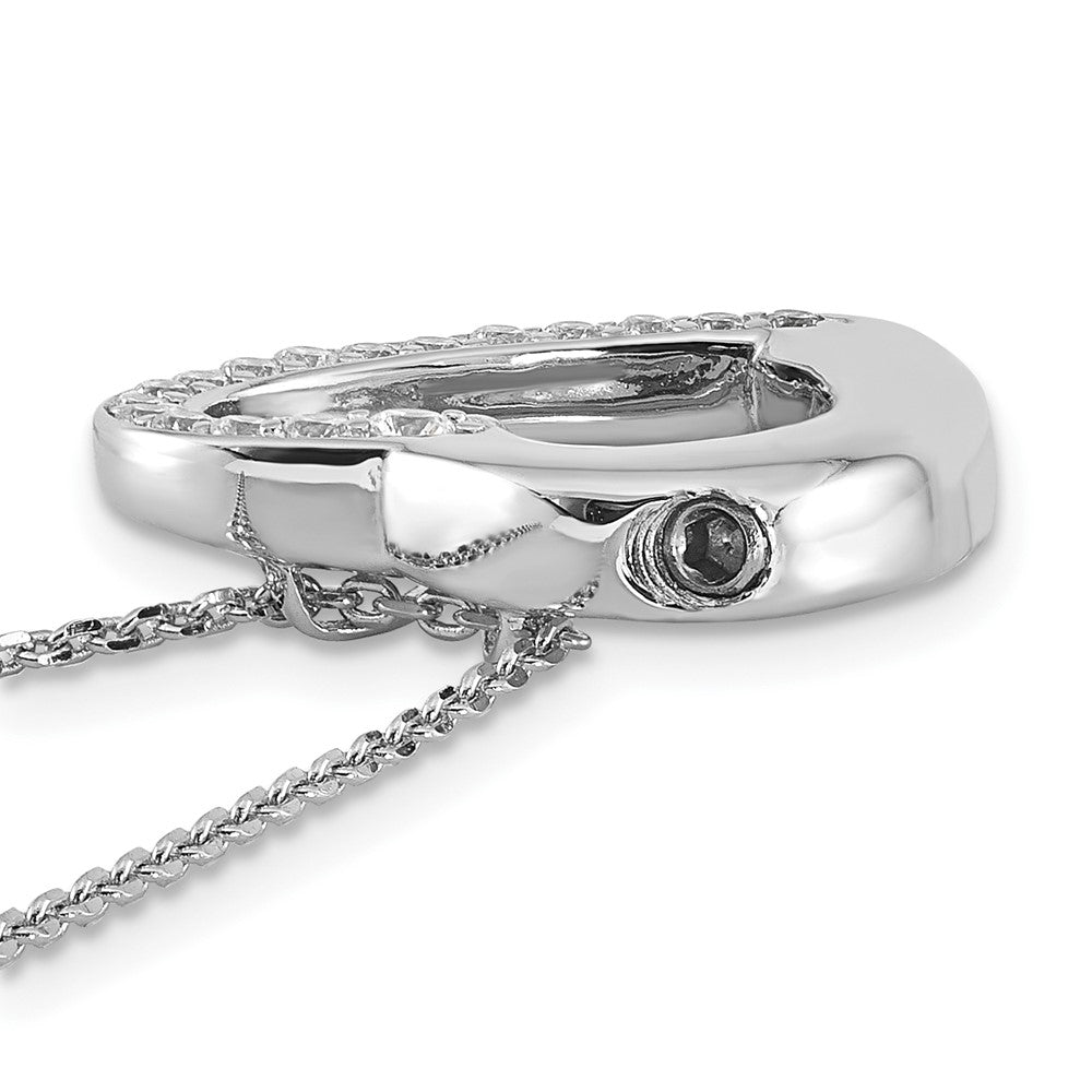 Sterling Silver Rhodium-plated CZ Heart Ash Holder 18in Necklace 18 Inches