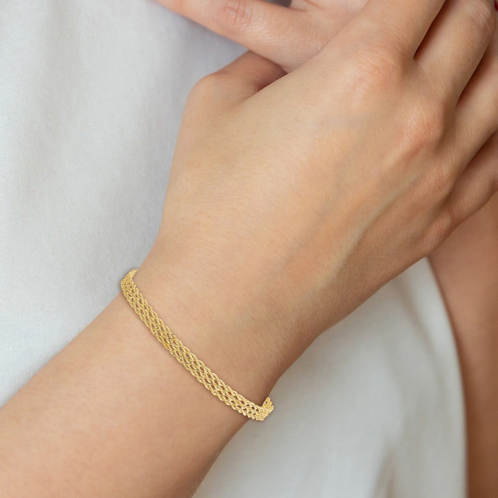 10K 4.5mm Wide Diamond-Cut Triple Rope Bracelet