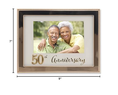 Gold-tone Beaded 50th Anniversary 4x6 Photo Frame