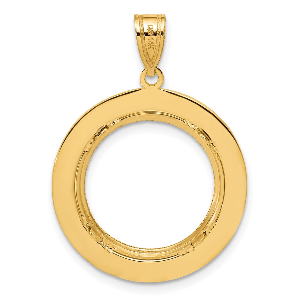 14k Diamond Cut Black Epoxy Centerline with 16.5mm Prong Coin Bezel Pendant