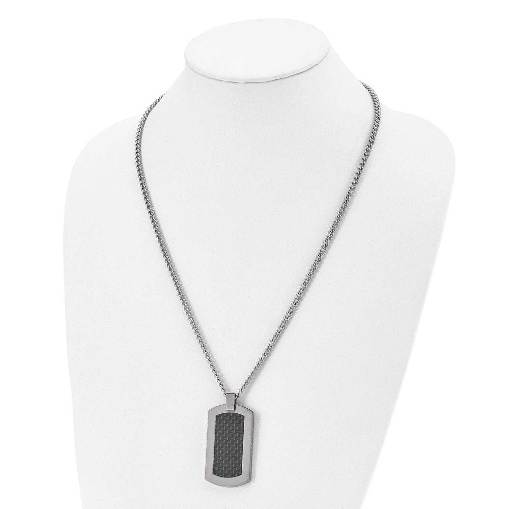 Titanium Polished w/Black Carbon Fiber Inlay 24in Necklace