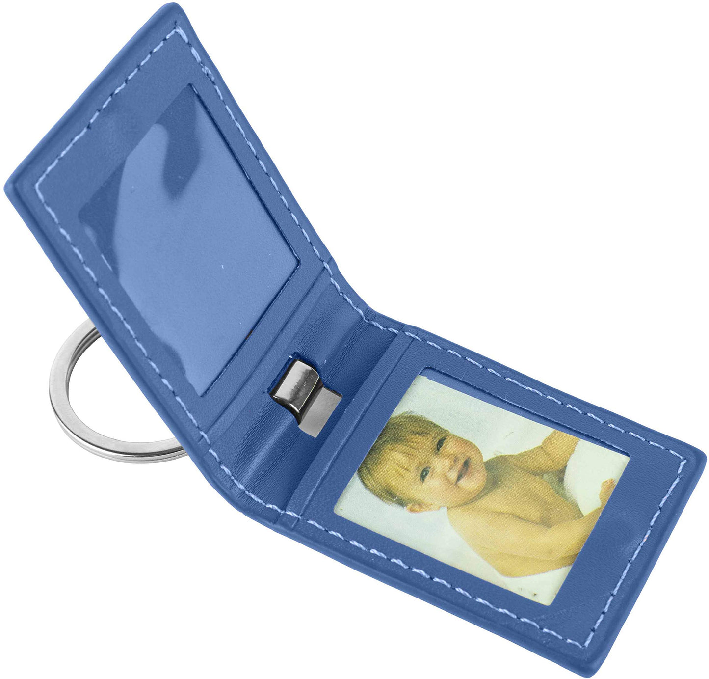 Blue Leather Key Ring with 2 Photo Windows QGM22542