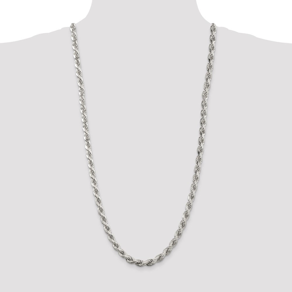 Sterling Silver 6.5mm Diamond-cut Rope Chain 30 Inches