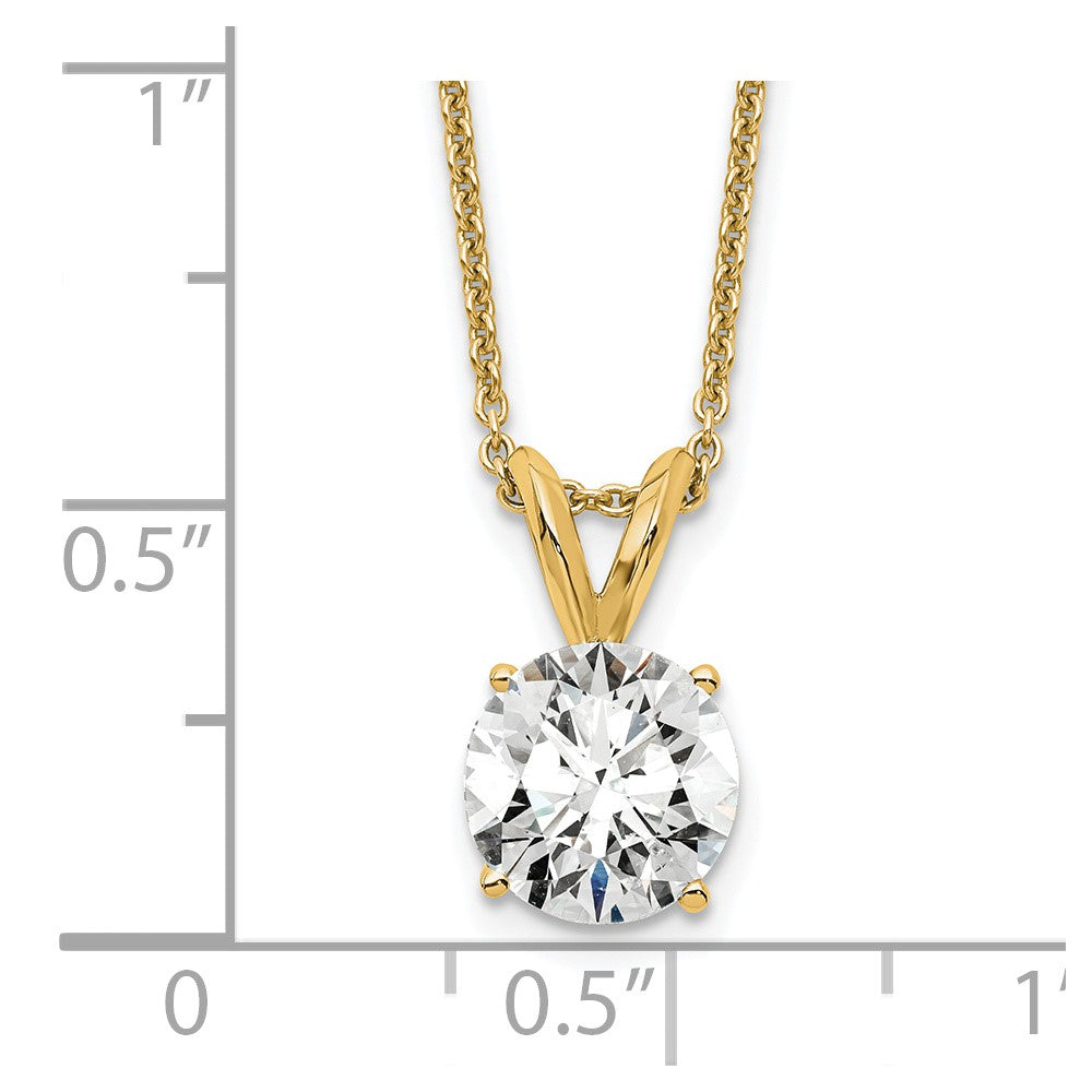 14k 1 carat Lab Grown Diamond VS+ F+ Round Complete Four Prong 18 inch Solitaire Pendant Necklace