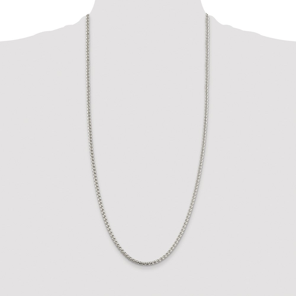 Sterling Silver Rhodium-plated 3.6mm Round Box Chain