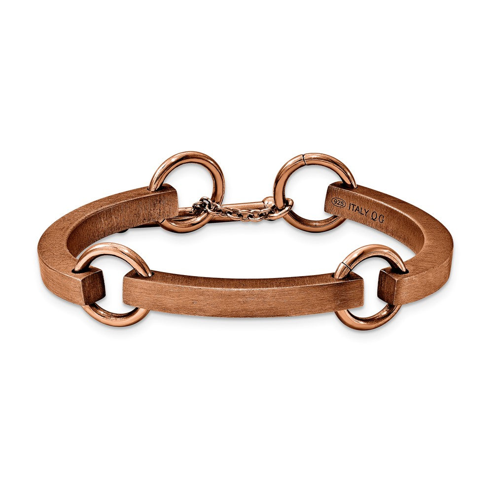 Sterling Silver Chocolate Plate small Vicenza Staus Link Bracelet