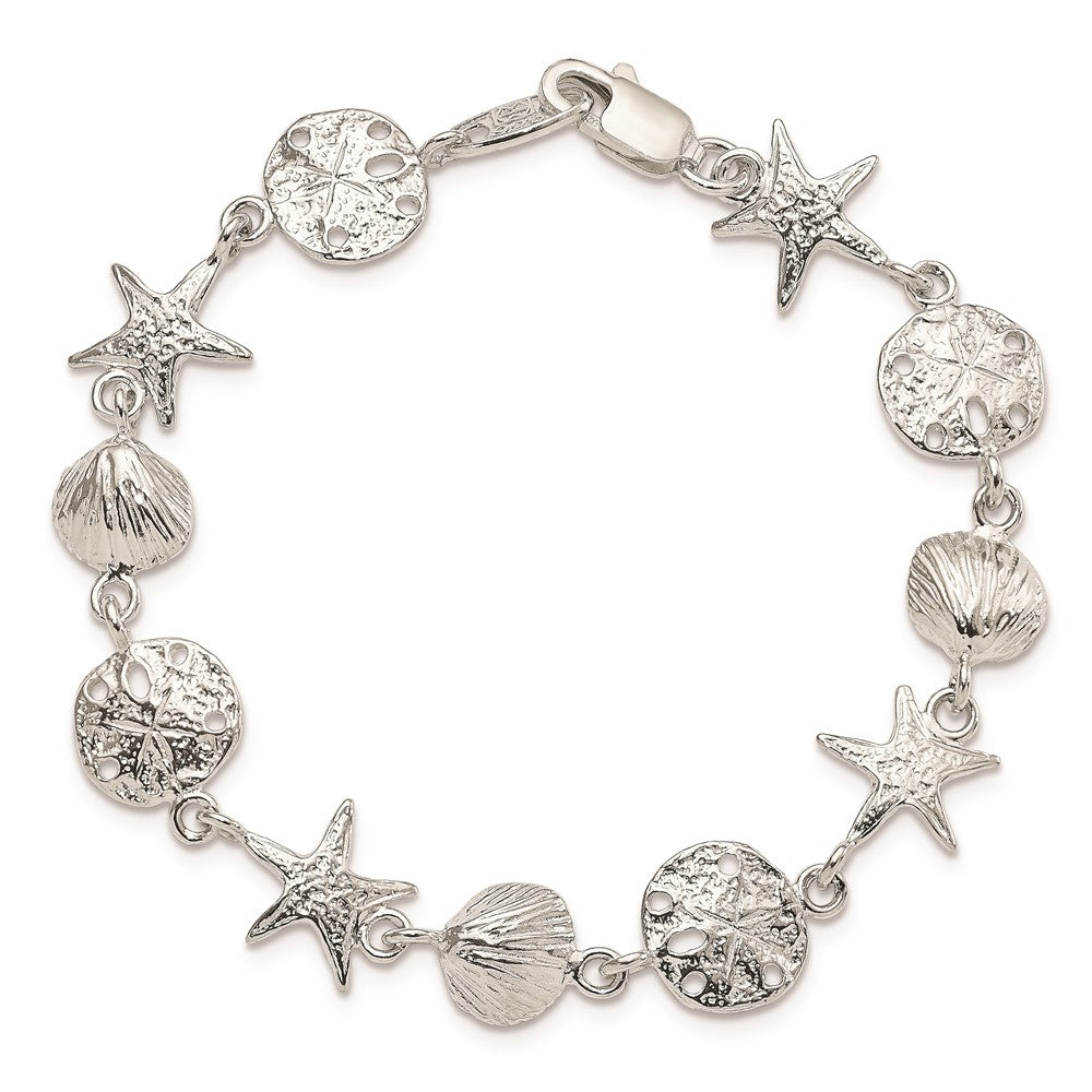 Sterling Silver Seashells Bracelet 8 inches
