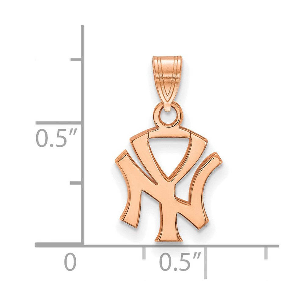 Sterling Silver Rose Gold-plated MLB LogoArt New York Yankees Small Pendant