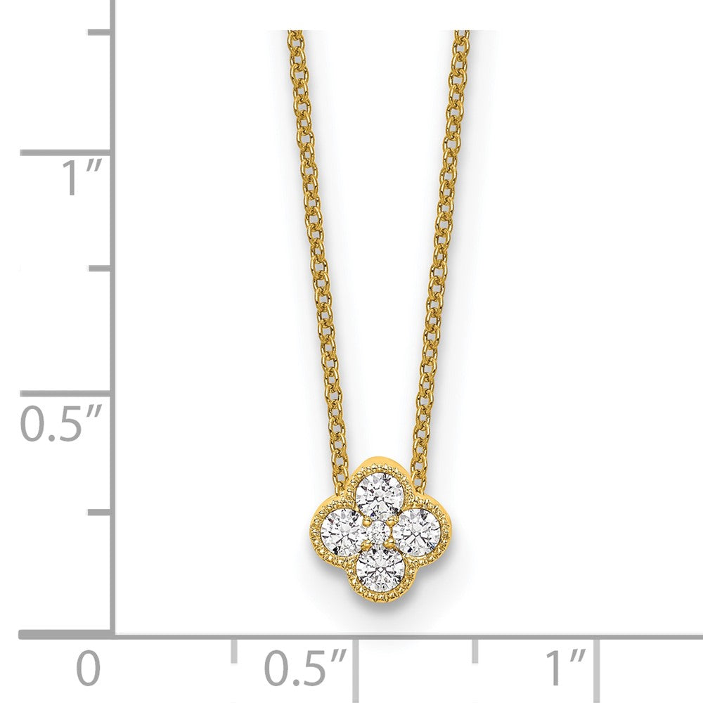 True Origin 14k 1/4 carat Lab Grown Diamond VS DEF 18 inch Bloom Floral Pendant Necklace