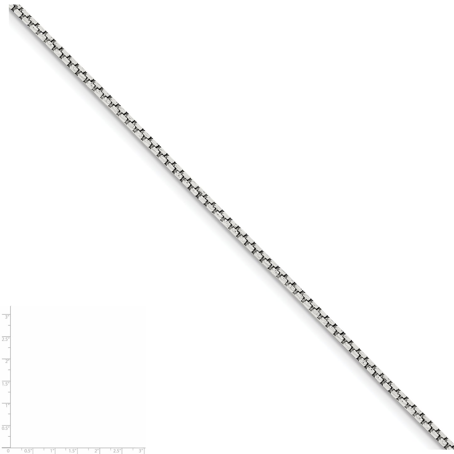 Sterling Silver 2mm Diamond-cut Round Box Chain 18 Inches