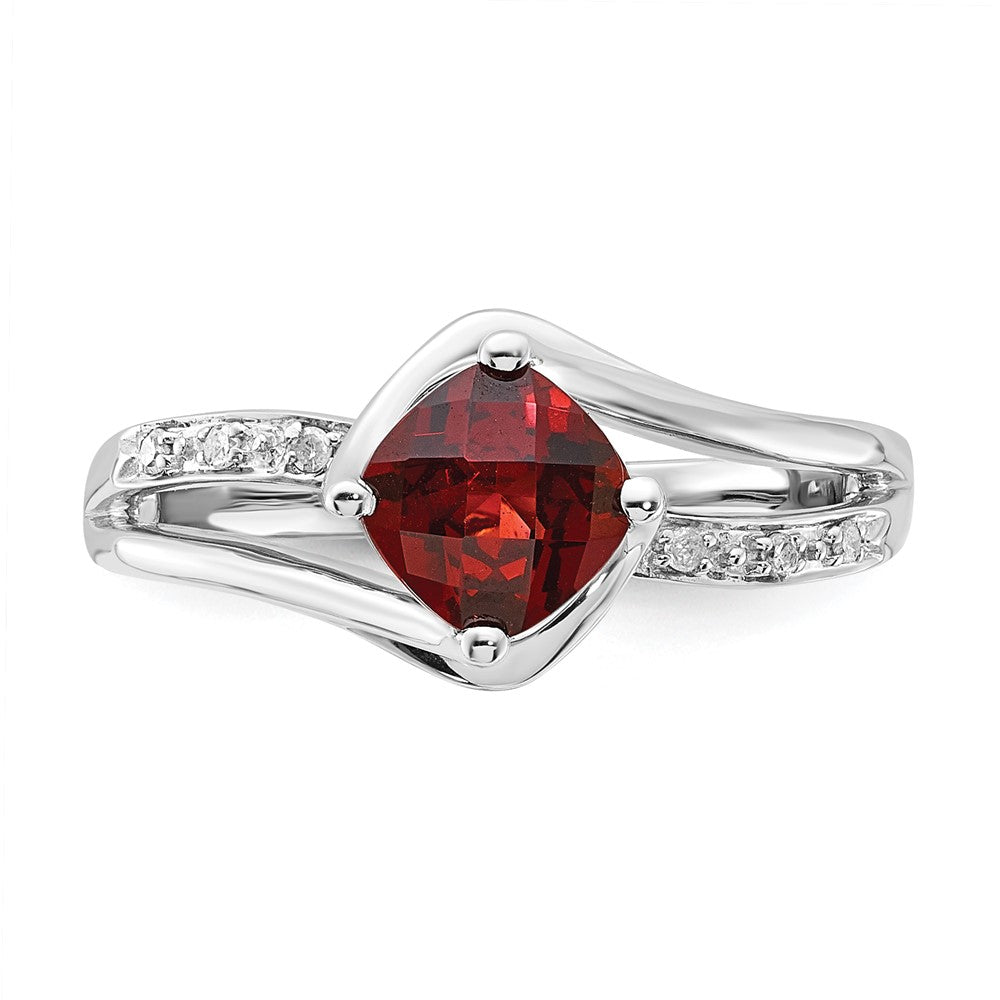 10K White Gold Garnet and Diamond Ring