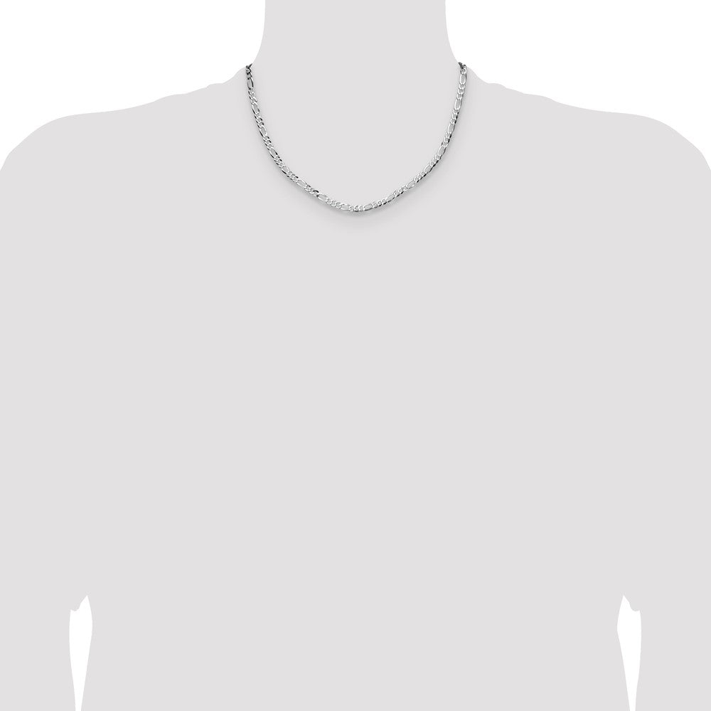 Sterling Silver 4.0mm Lightweight Flat Figaro Chain