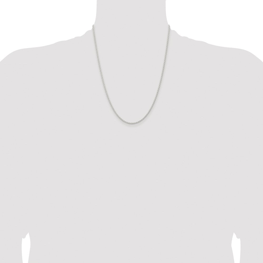 Sterling Silver Rhodium-plated 1.8mm Solid Rope Chain