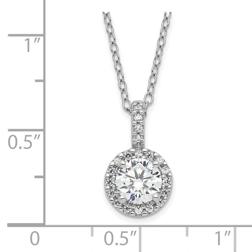 Sterling Silver Rhodium-plated Diamonore Halo 16 in w/2in ext Necklace