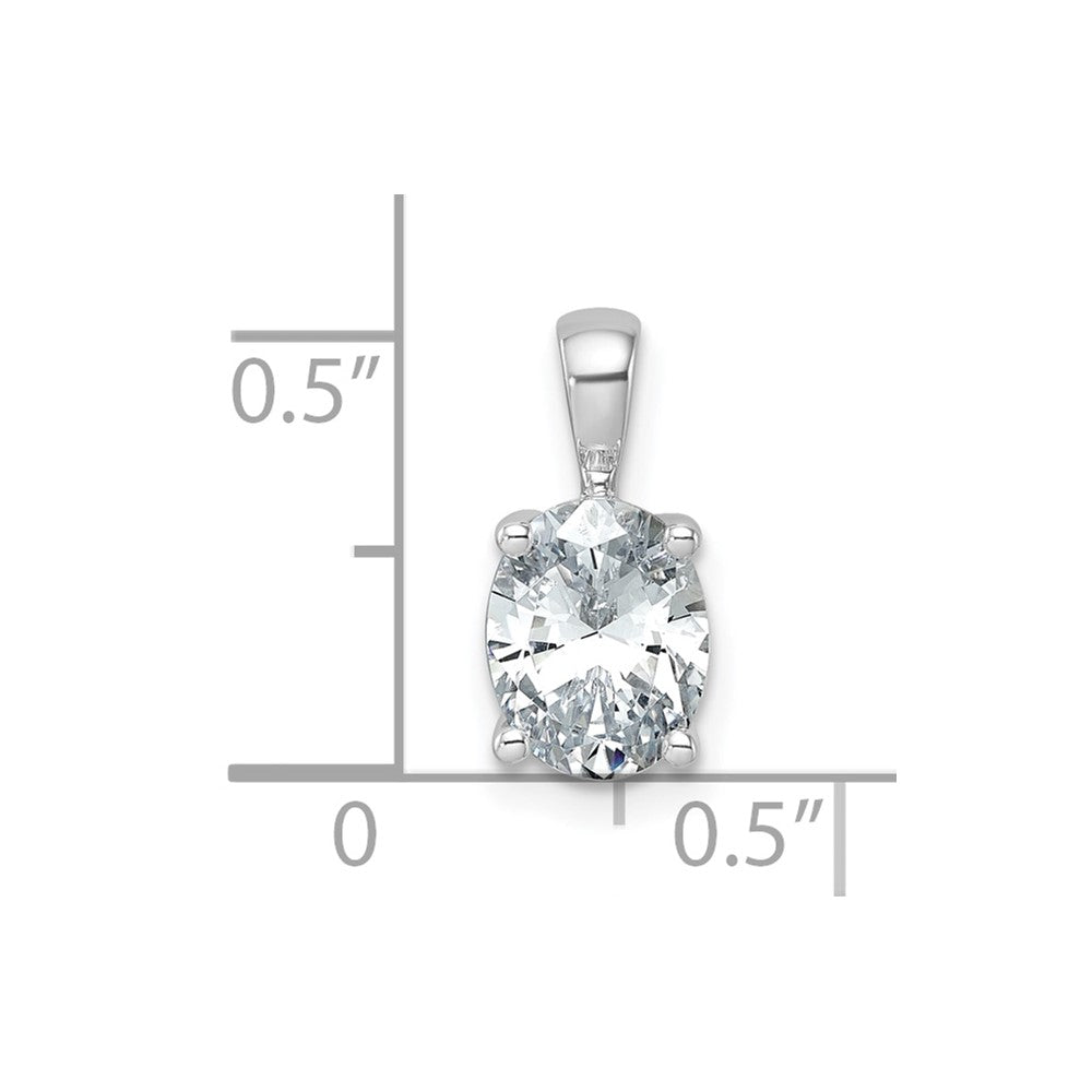 14k White Gold 1 1/2 carat Lab Grown Diamond VS/SI+ G+ Oval Complete Four Prong Pendant