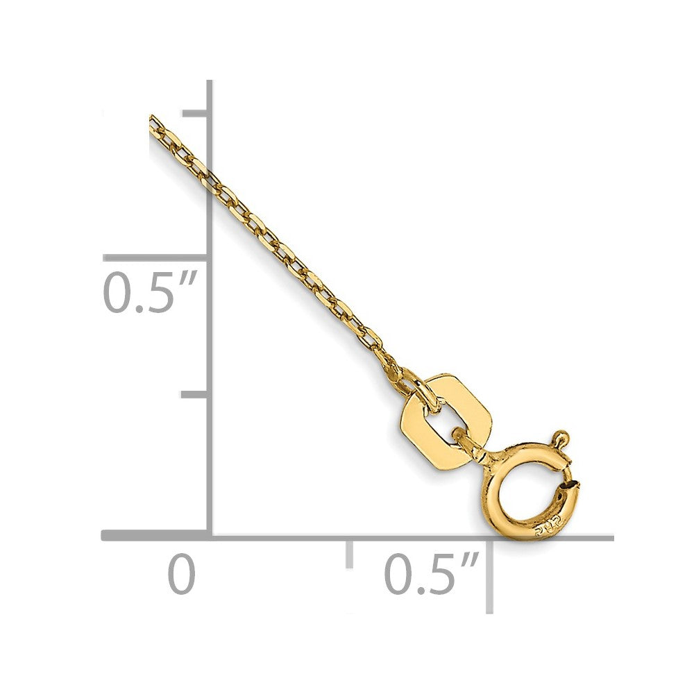14K 9 inch .8mm Diamond-cut Cable with Spring Ring Clasp Anklet