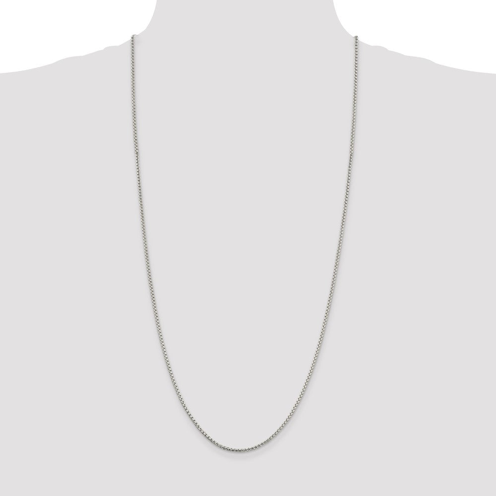 Sterling Silver 2mm Round Box Chain 30 Inches