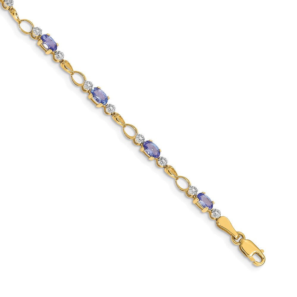 14k Open-Link Diamond/Tanzanite Bracelet 7 inches