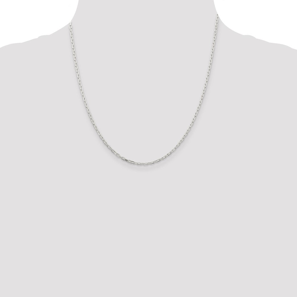 Sterling Silver 2.2mm Diamond-cut Long Link Cable Chain 20 Inches