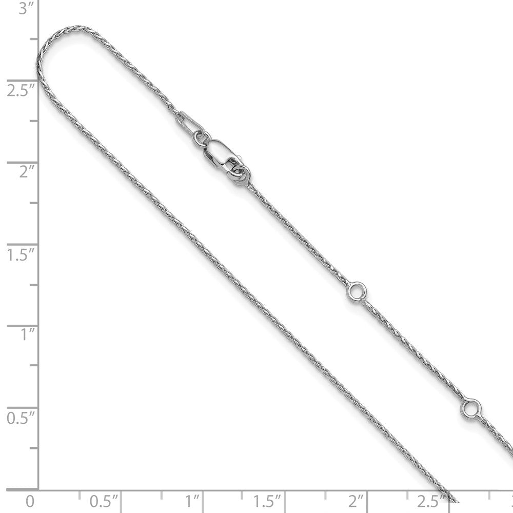 Sterling Silver RH-plt 1mm D/C Spiga 1in+1in Adjustable Chain