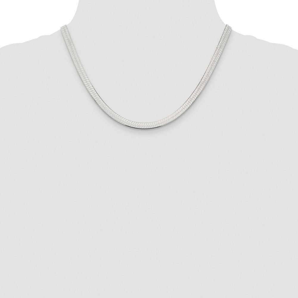Sterling Silver Rhodium-plated 5.25mm Magic Herringbone Chain