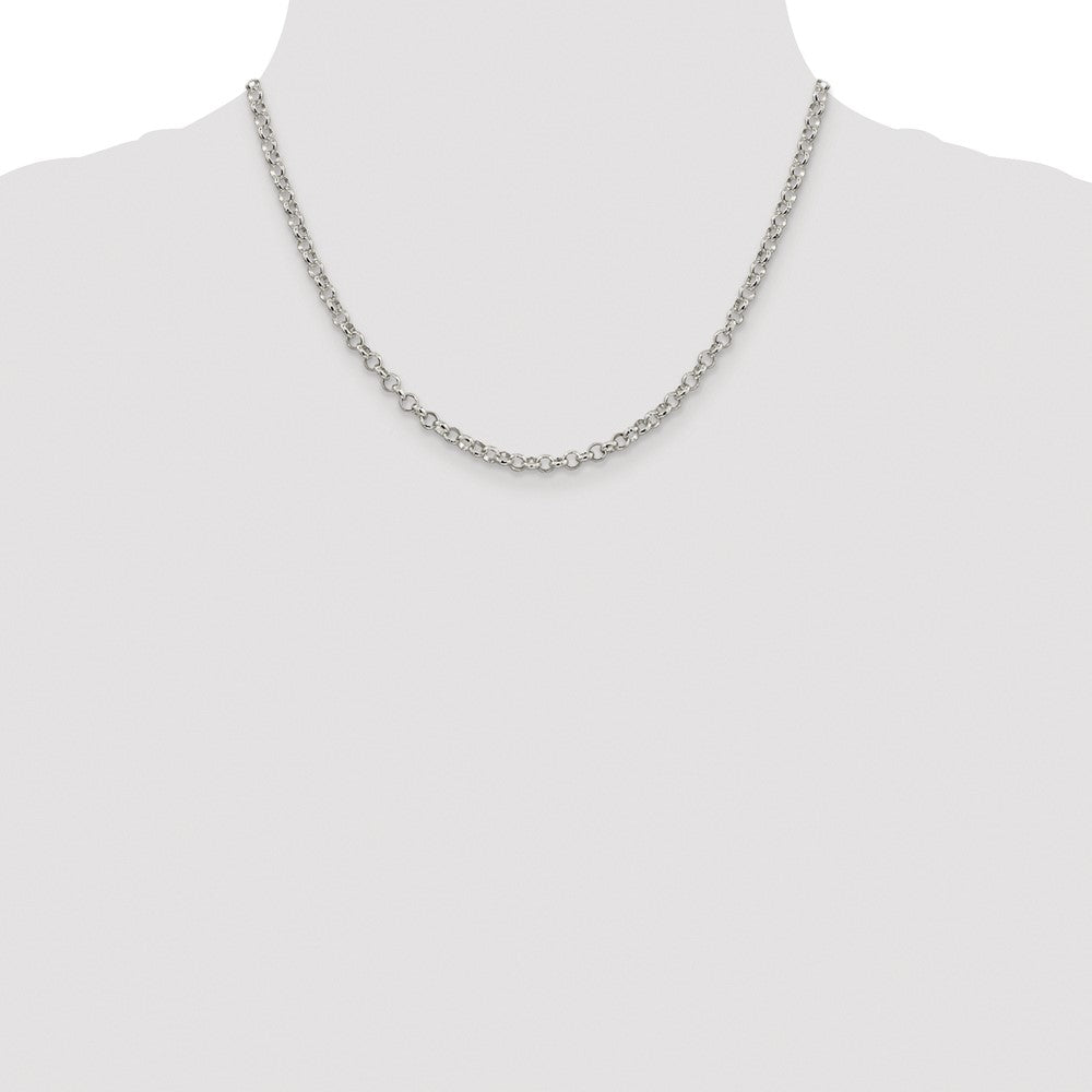 Sterling Silver Rhodium-plated 4mm Rolo Chain